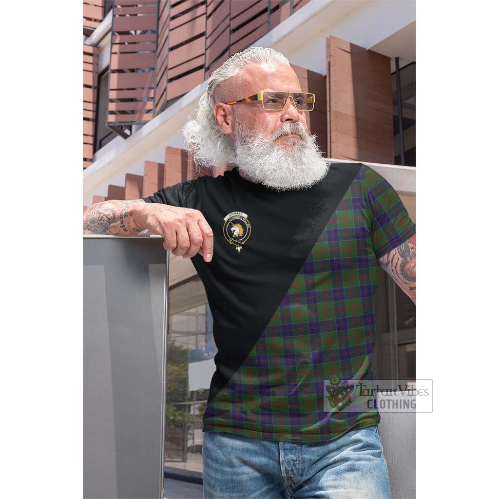 Tartan Vibes Clothing Stewart of Appin Hunting Tartan Cotton T-shirt with Family Crest and Military Logo Style