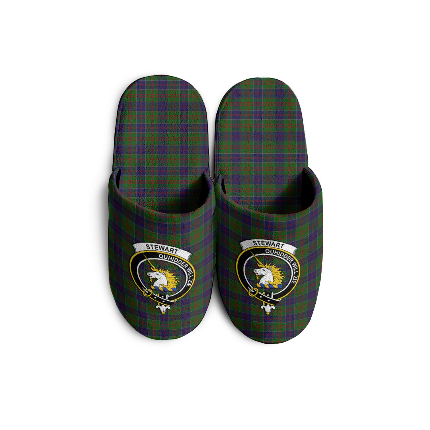Stewart of Appin Hunting Tartan Home Slippers with Family Crest - Tartanvibesclothing Shop