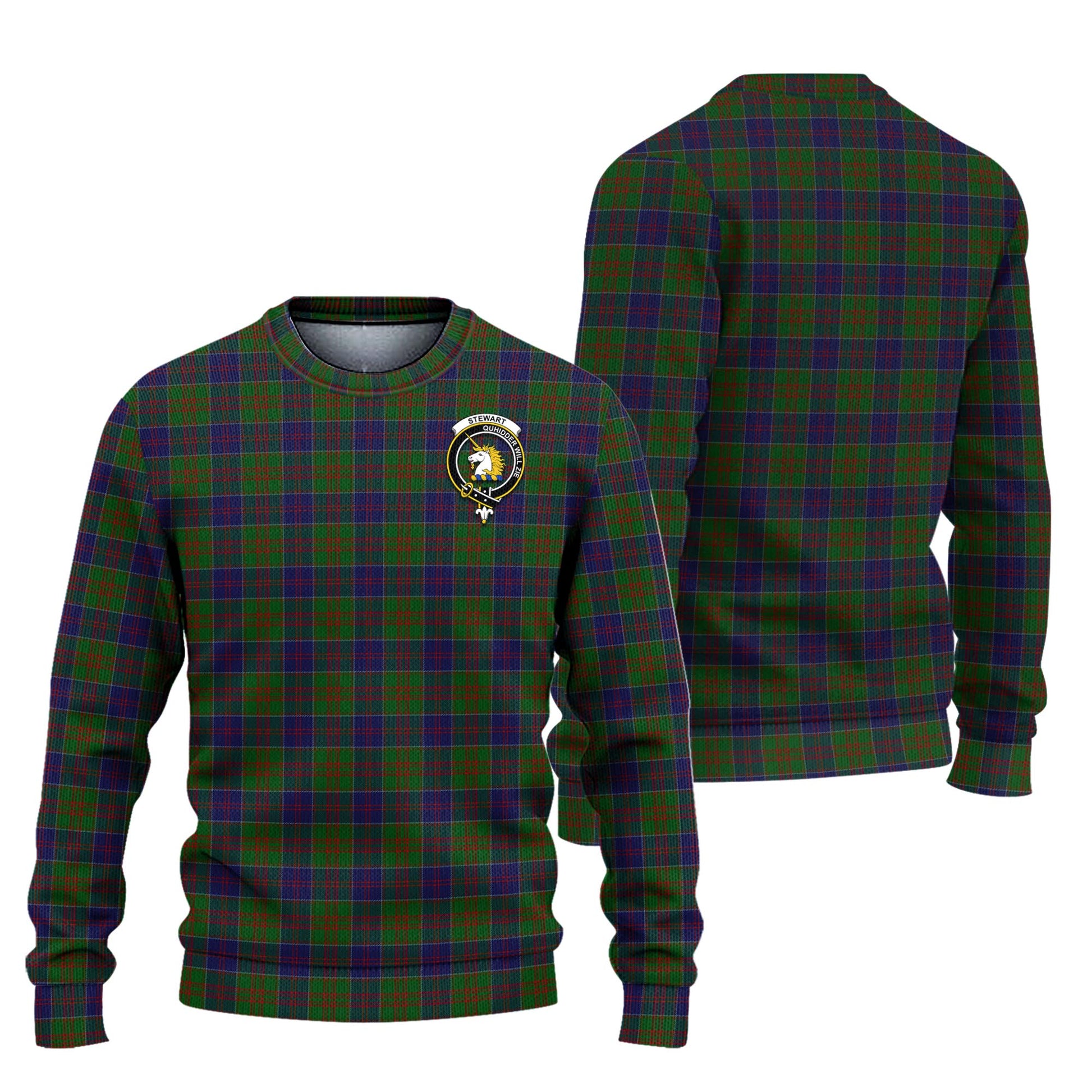 Stewart of Appin Hunting Tartan Knitted Sweater with Family Crest Unisex - Tartanvibesclothing