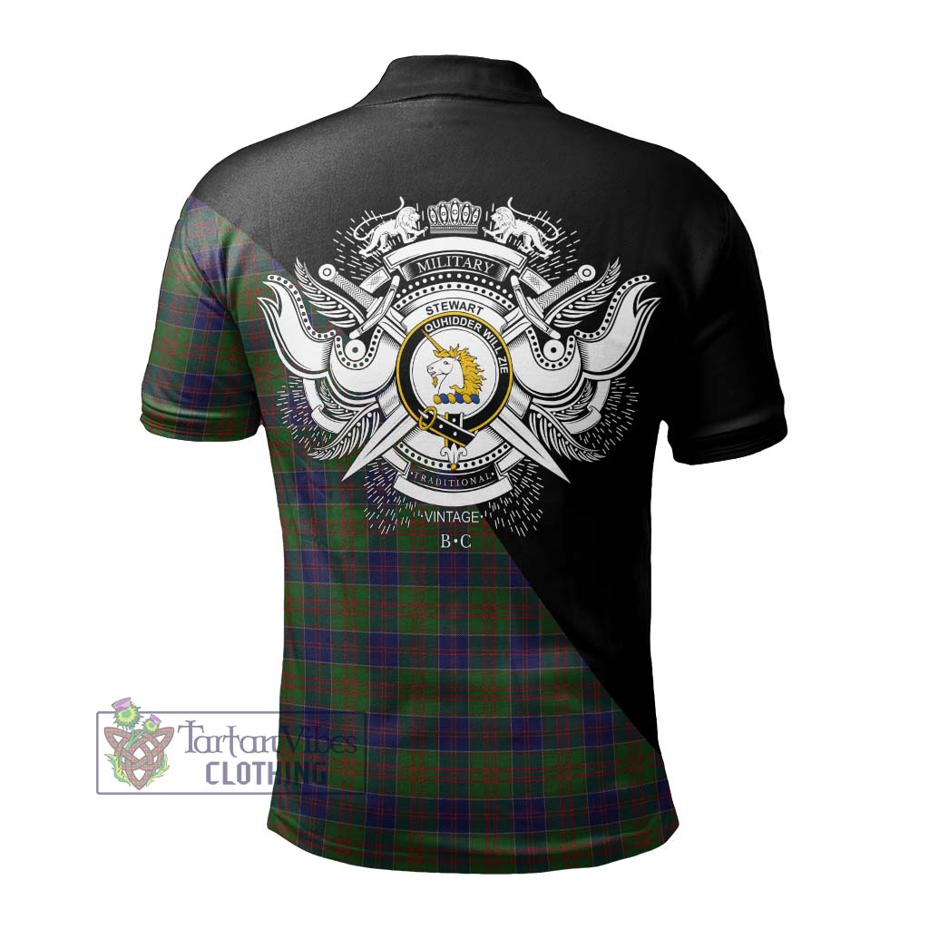 Tartan Vibes Clothing Stewart of Appin Hunting Tartan Polo Shirt with Family Crest and Military Logo Style