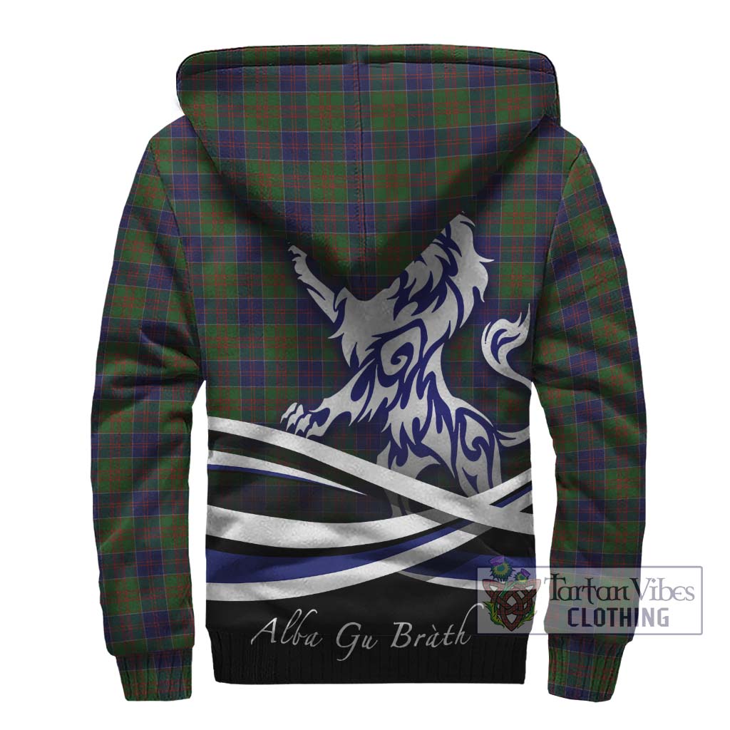 Tartan Vibes Clothing Stewart of Appin Hunting Tartan Sherpa Hoodie with Alba Gu Brath Regal Lion Emblem