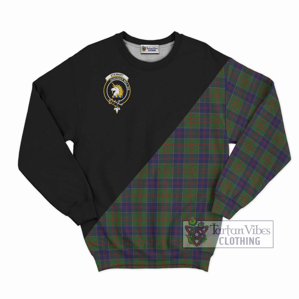 Tartan Vibes Clothing Stewart of Appin Hunting Tartan Sweatshirt with Family Crest and Military Logo Style