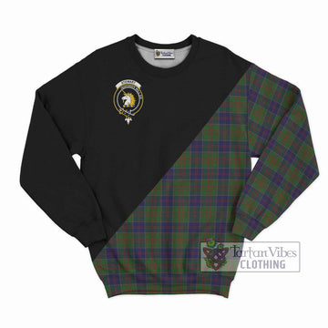 Stewart of Appin Hunting Tartan Sweatshirt with Family Crest and Military Logo Style