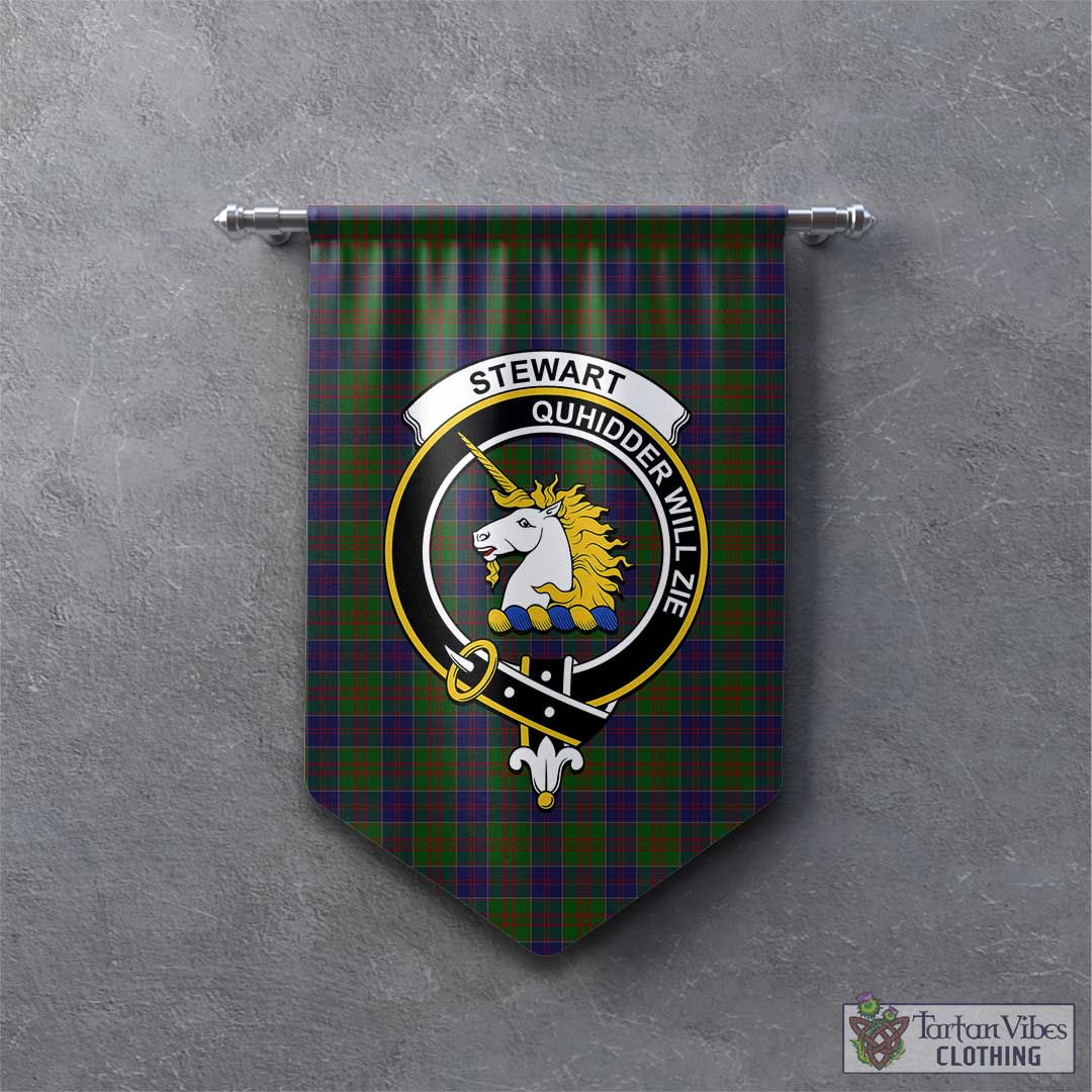 Tartan Vibes Clothing Stewart of Appin Hunting Tartan Gonfalon, Tartan Banner with Family Crest