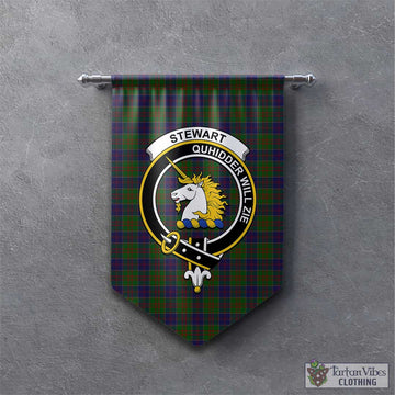 Stewart of Appin Hunting Tartan Gonfalon, Tartan Banner with Family Crest