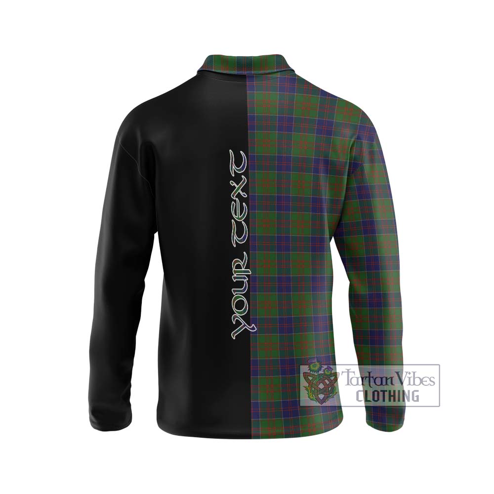 Tartan Vibes Clothing Stewart of Appin Hunting Tartan Long Sleeve Polo Shirt with Family Crest and Half Of Me Style