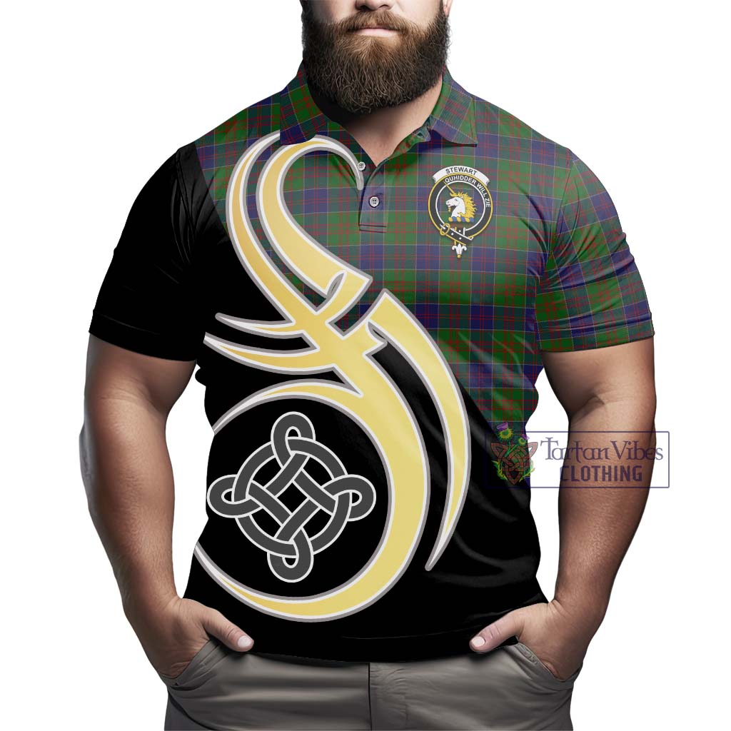 Tartan Vibes Clothing Stewart of Appin Hunting Tartan Polo Shirt with Family Crest and Celtic Symbol Style