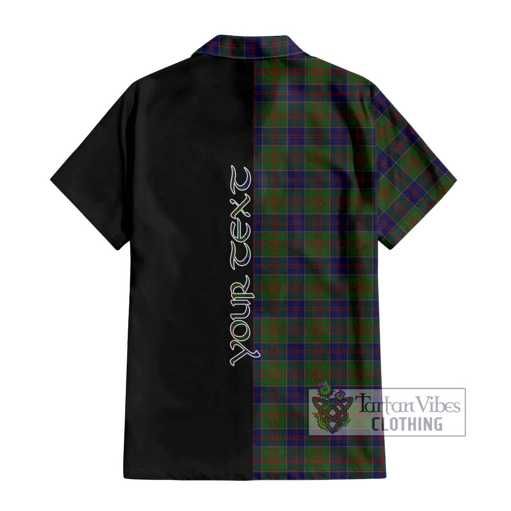 Tartan Vibes Clothing Stewart of Appin Hunting Tartan Short Sleeve Button Shirt with Family Crest and Half Of Me Style