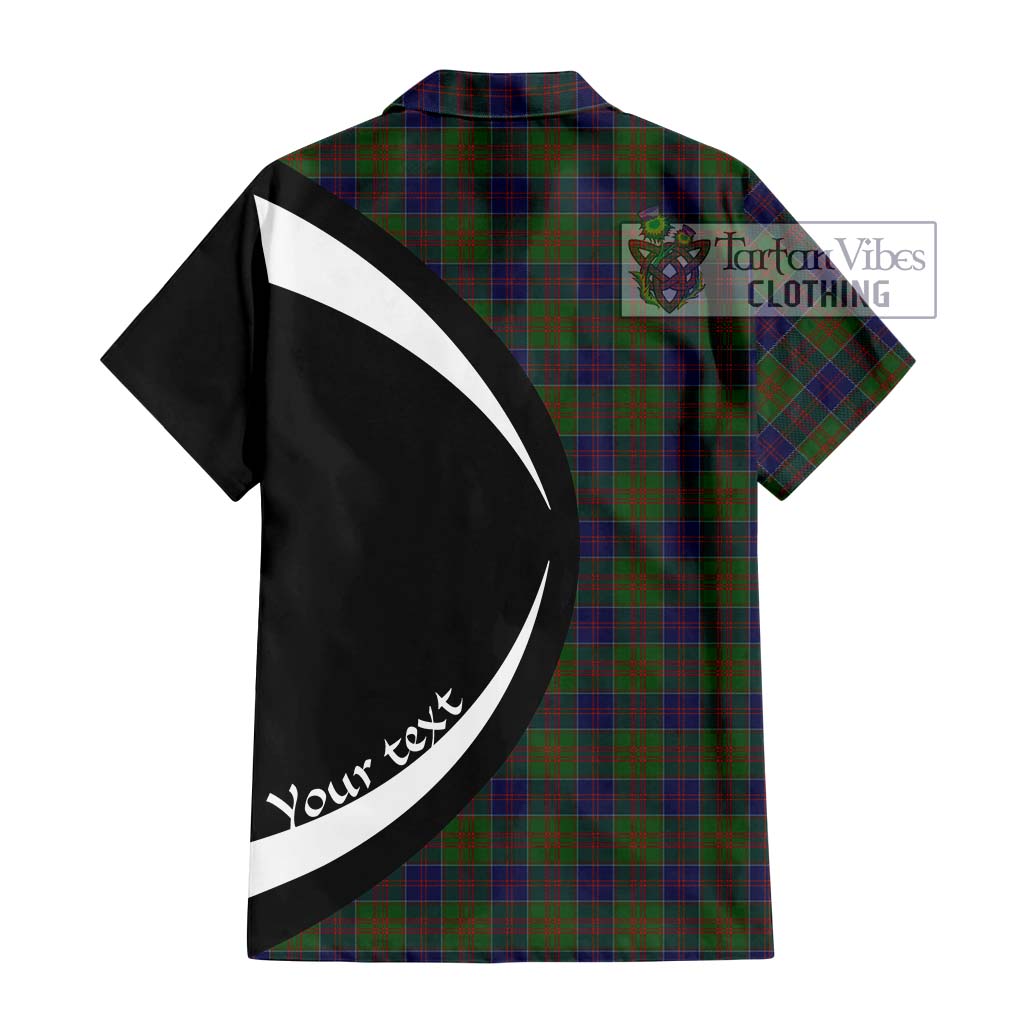 Stewart of Appin Hunting Tartan Short Sleeve Button Up with Family Crest Circle Style - Tartan Vibes Clothing