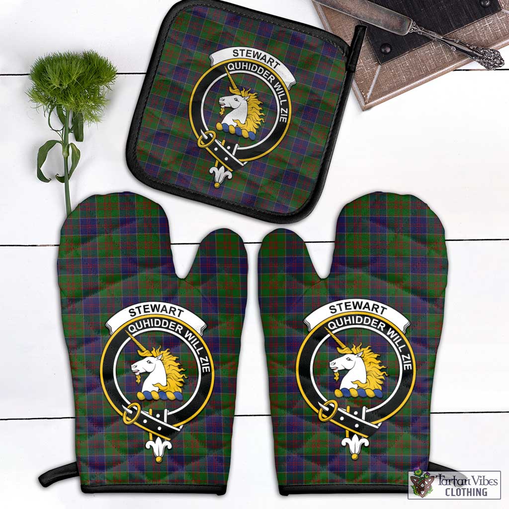 Tartan Vibes Clothing Stewart of Appin Hunting Tartan Combo Oven Mitt & Pot-Holder with Family Crest