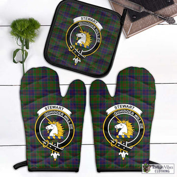 Stewart of Appin Hunting Tartan Combo Oven Mitt & Pot-Holder with Family Crest