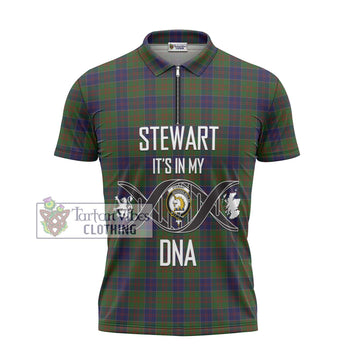 Stewart of Appin Hunting Tartan Zipper Polo Shirt with Family Crest DNA In Me Style