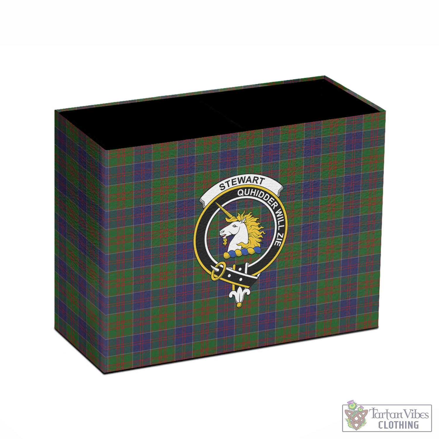 Tartan Vibes Clothing Stewart of Appin Hunting Tartan Pen Holder with Family Crest