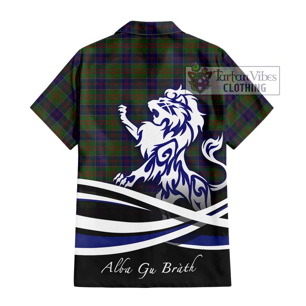 Tartan Vibes Clothing Stewart of Appin Hunting Tartan Short Sleeve Button Shirt with Alba Gu Brath Regal Lion Emblem