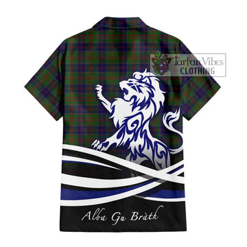 Stewart of Appin Hunting Tartan Short Sleeve Button Shirt with Alba Gu Brath Regal Lion Emblem