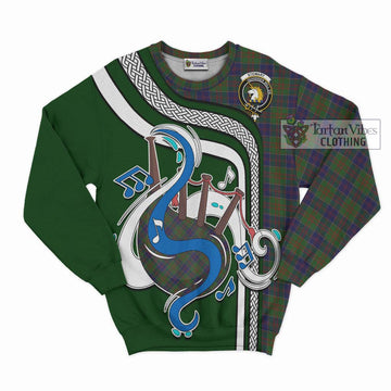 Stewart of Appin Hunting Tartan Sweatshirt with Epic Bagpipe Style