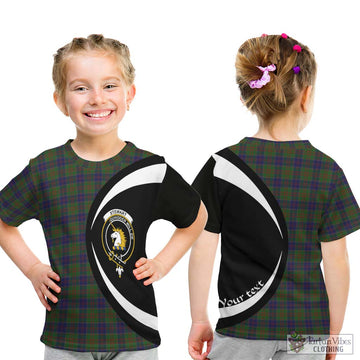 Stewart of Appin Hunting Tartan Kid T-Shirt with Family Crest Circle Style