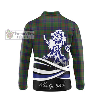 Stewart of Appin Hunting Tartan Long Sleeve Polo Shirt with Alba Gu Brath Regal Lion Emblem