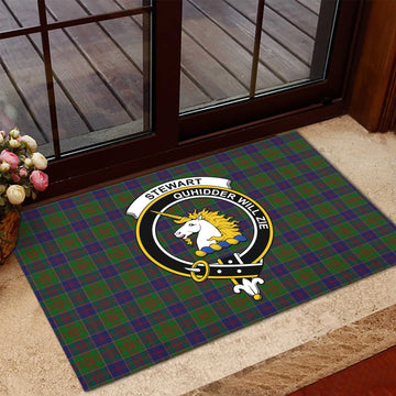 Stewart of Appin Hunting Tartan Door Mat with Family Crest