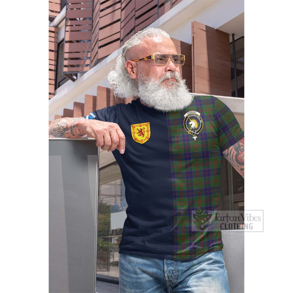 Tartan Vibes Clothing Stewart of Appin Hunting Tartan Cotton T-shirt with Scottish Lion Royal Arm Half Style