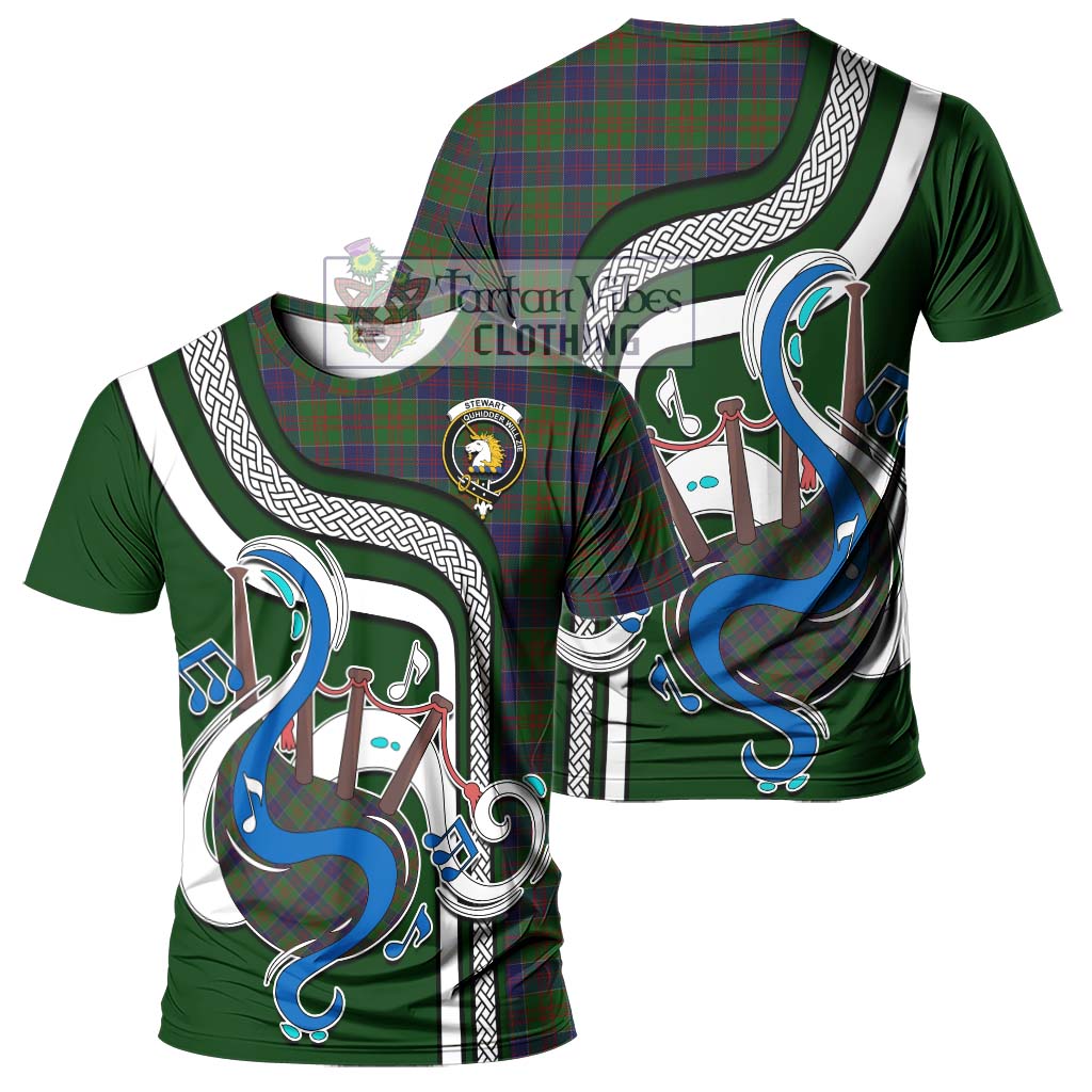 Tartan Vibes Clothing Stewart of Appin Hunting Tartan T-Shirt with Epic Bagpipe Style