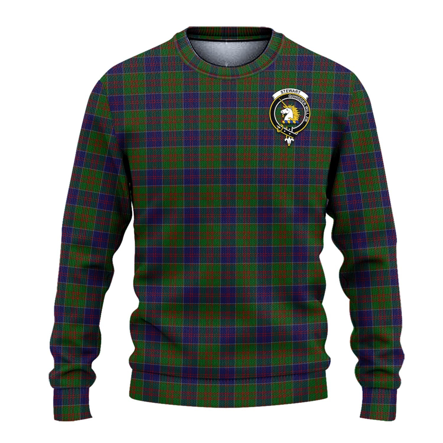Stewart of Appin Hunting Tartan Knitted Sweater with Family Crest - Tartanvibesclothing