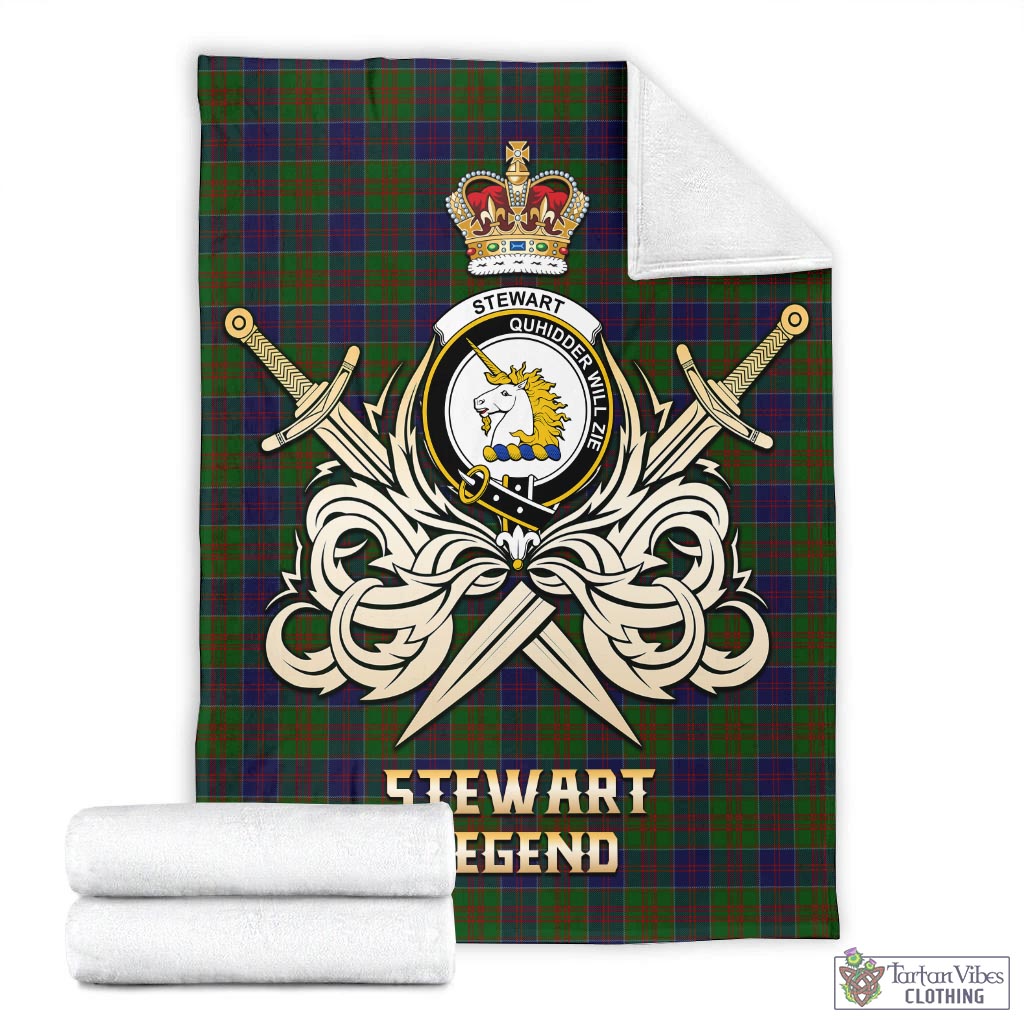 Tartan Vibes Clothing Stewart of Appin Hunting Tartan Blanket with Clan Crest and the Golden Sword of Courageous Legacy