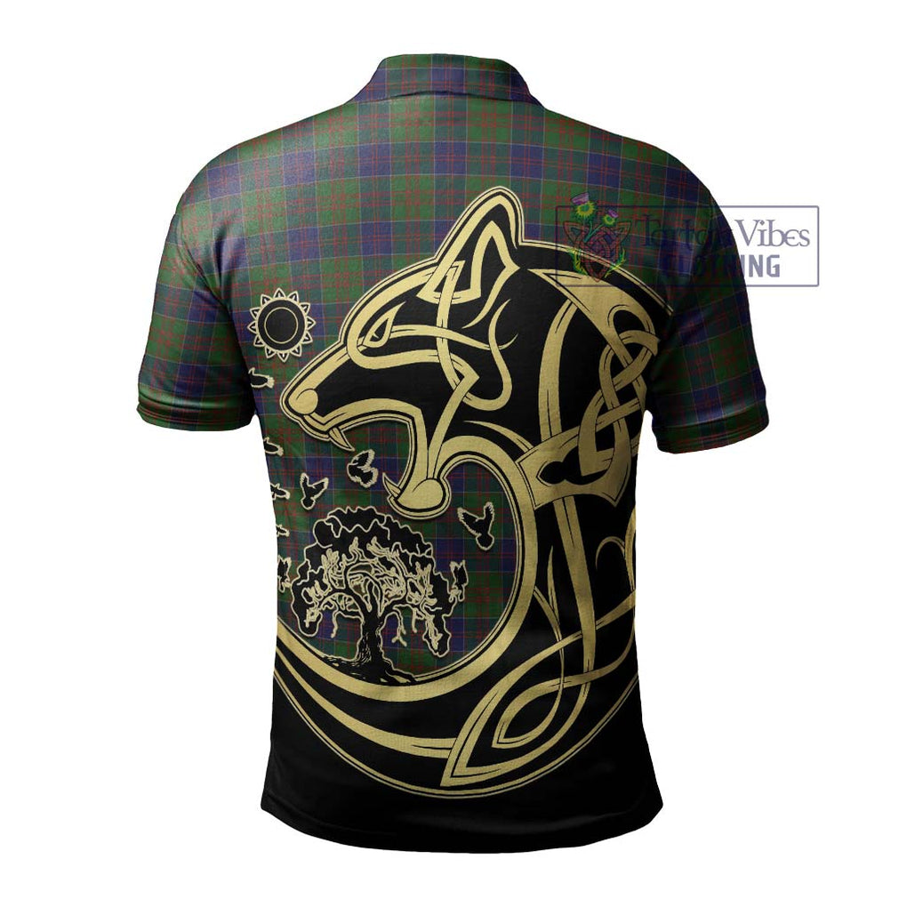 Stewart of Appin Hunting Tartan Polo Shirt with Family Crest Celtic Wolf Style - Tartanvibesclothing Shop