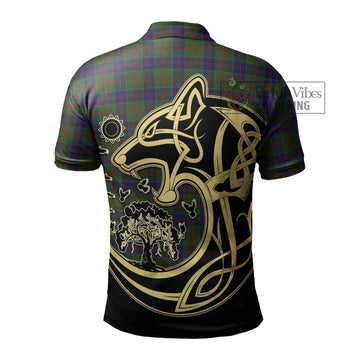 Stewart of Appin Hunting Tartan Polo Shirt with Family Crest Celtic Wolf Style