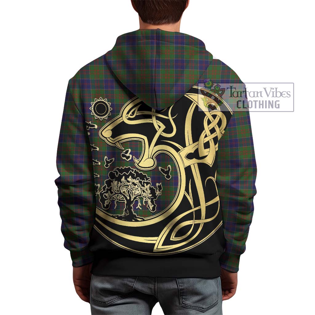 Tartan Vibes Clothing Stewart of Appin Hunting Tartan Hoodie with Family Crest Celtic Wolf Style