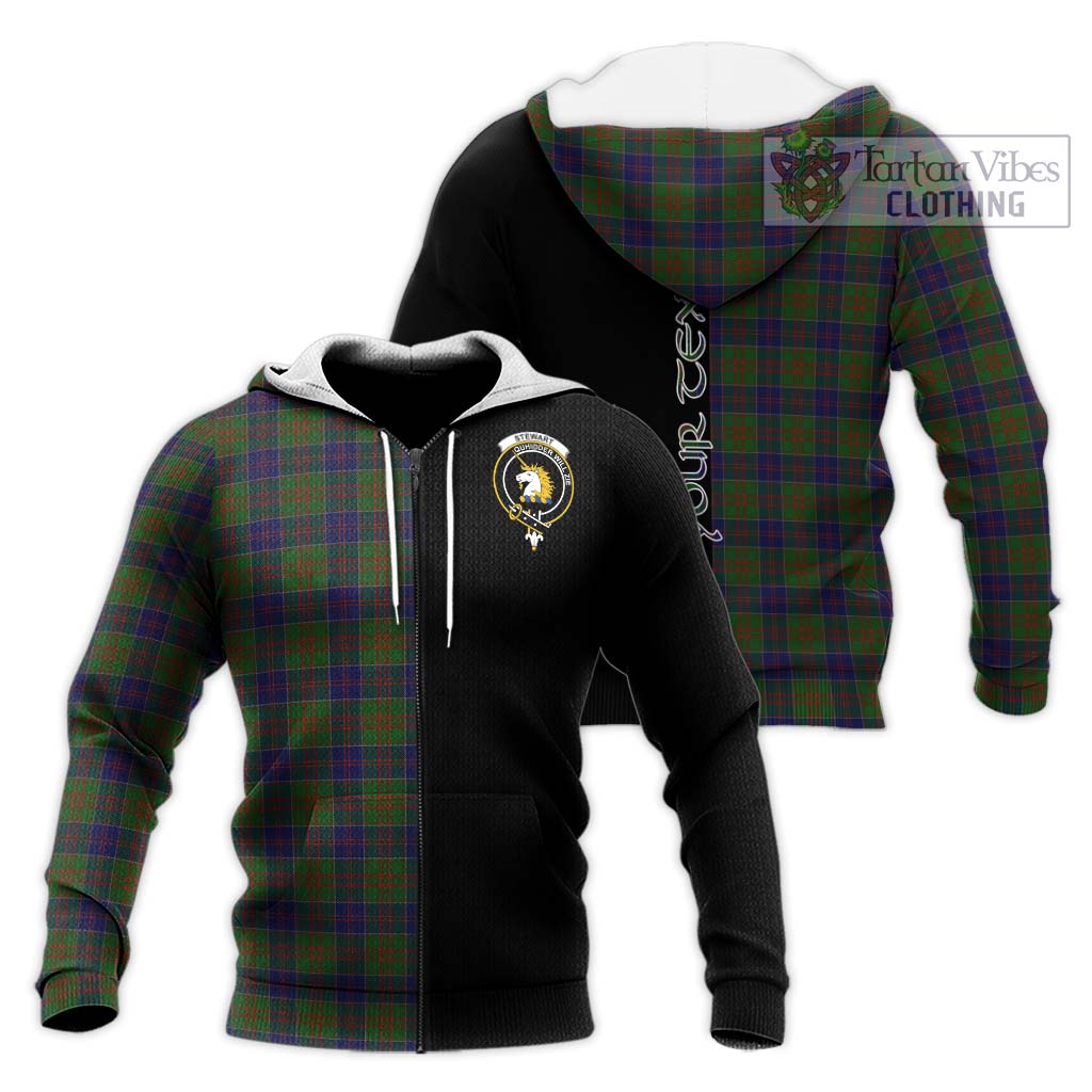 Tartan Vibes Clothing Stewart of Appin Hunting Tartan Knitted Hoodie with Family Crest and Half Of Me Style