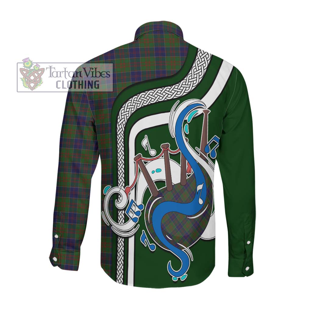 Tartan Vibes Clothing Stewart of Appin Hunting Tartan Long Sleeve Button Shirt with Epic Bagpipe Style