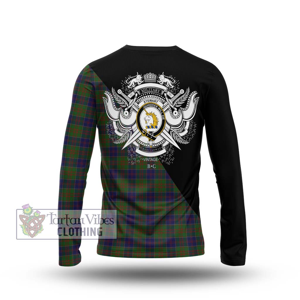 Tartan Vibes Clothing Stewart of Appin Hunting Tartan Long Sleeve T-Shirt with Family Crest and Military Logo Style