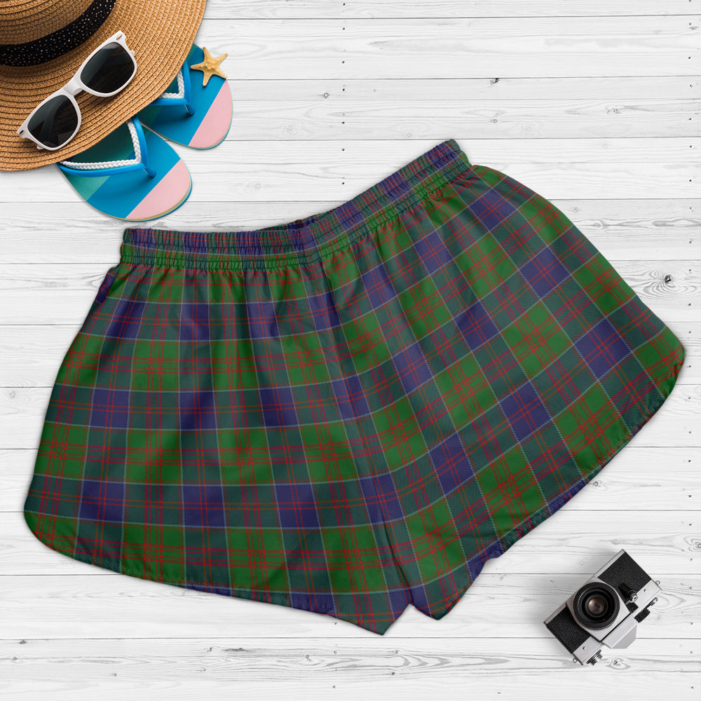 stewart-of-appin-hunting-tartan-womens-shorts-with-family-crest