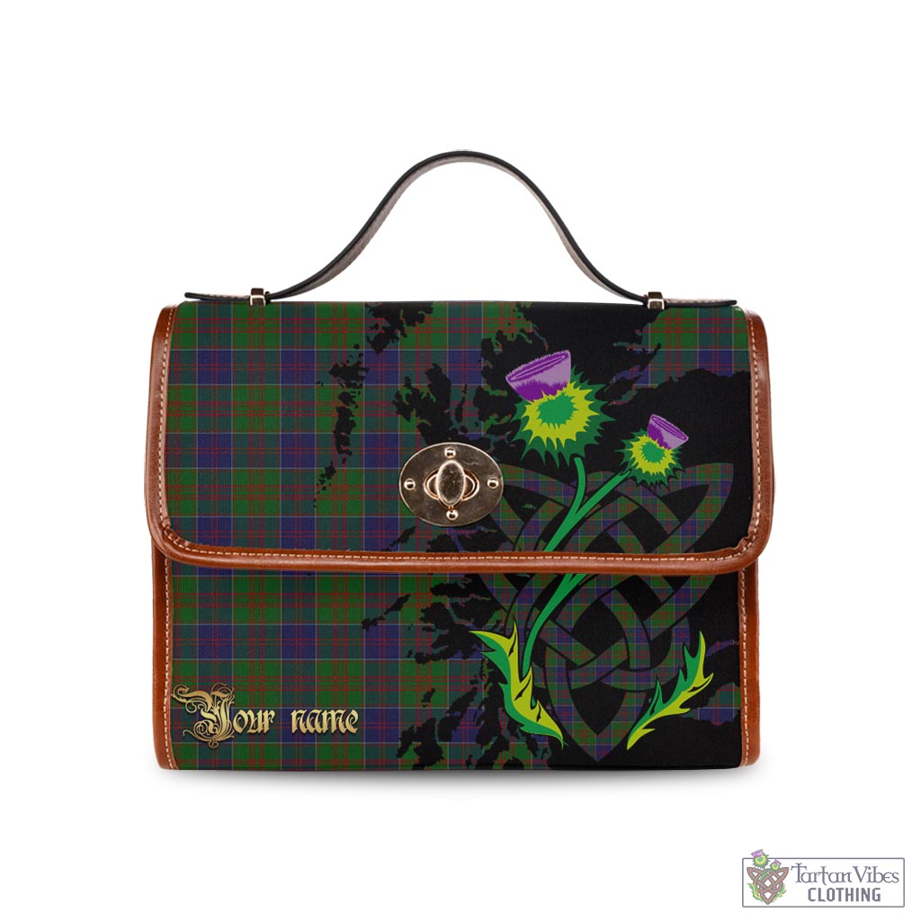 Tartan Vibes Clothing Stewart of Appin Hunting Tartan Waterproof Canvas Bag with Scotland Map and Thistle Celtic Accents