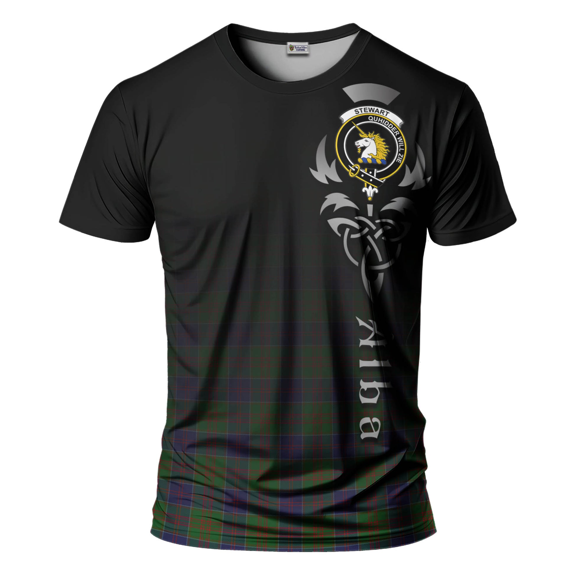 Tartan Vibes Clothing Stewart of Appin Hunting Tartan T-Shirt Featuring Alba Gu Brath Family Crest Celtic Inspired