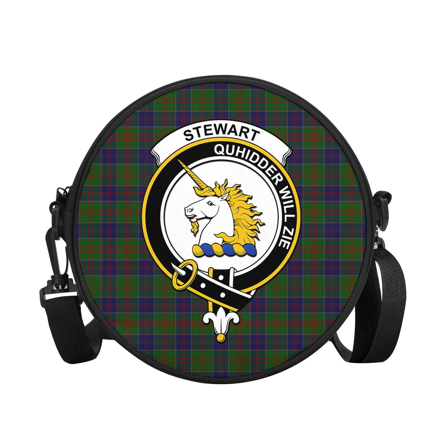 Stewart of Appin Hunting Tartan Round Satchel Bags with Family Crest - Tartanvibesclothing