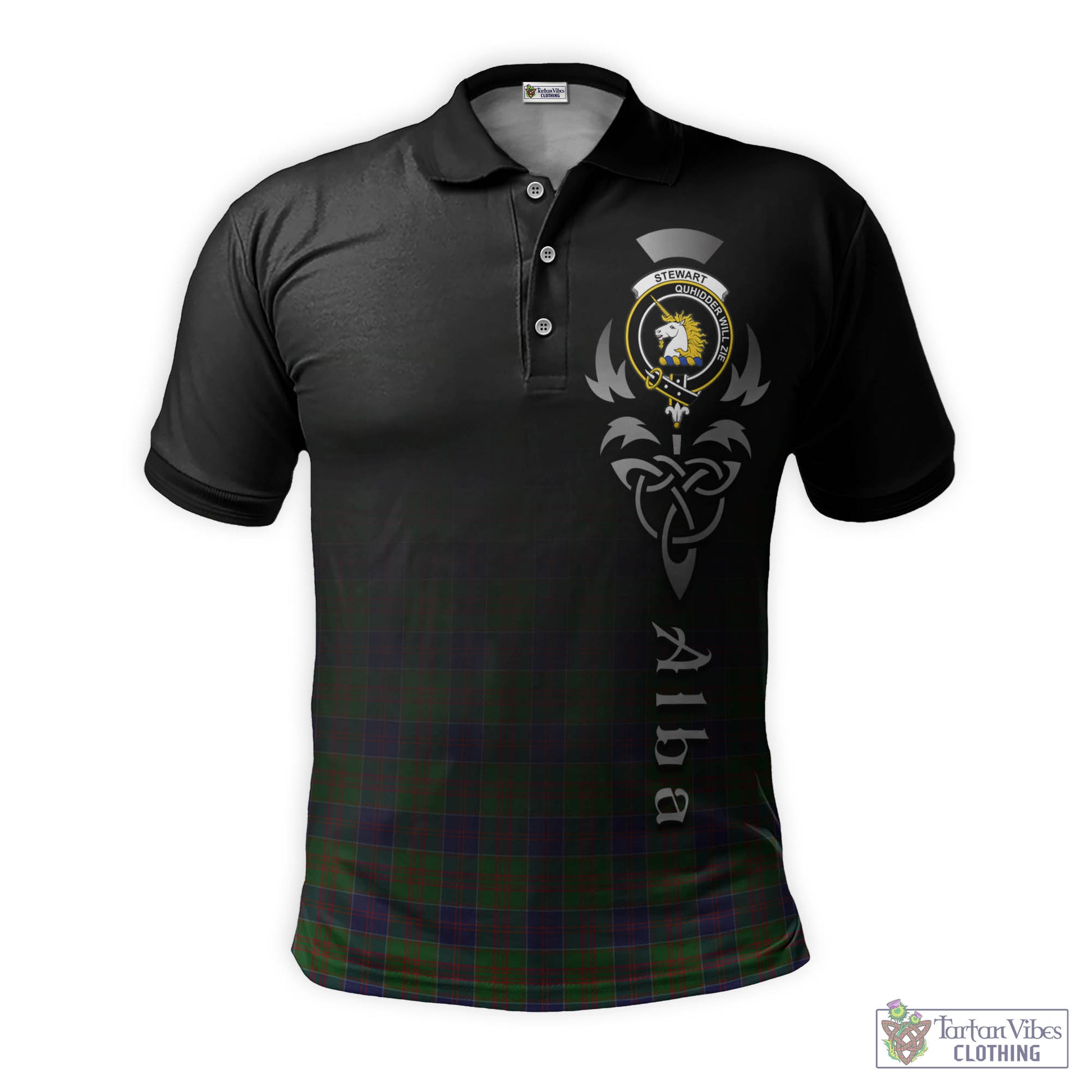 Tartan Vibes Clothing Stewart of Appin Hunting Tartan Polo Shirt Featuring Alba Gu Brath Family Crest Celtic Inspired