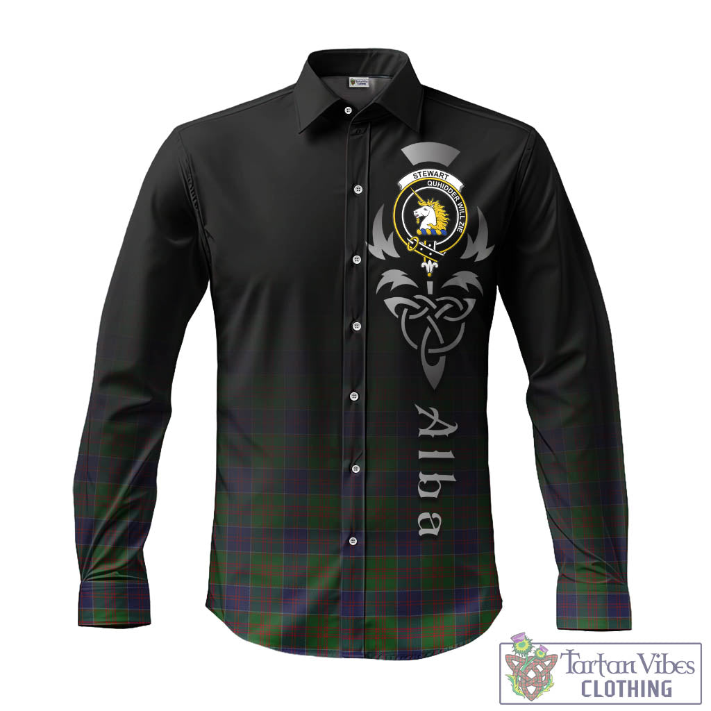 Tartan Vibes Clothing Stewart of Appin Hunting Tartan Long Sleeve Button Up Featuring Alba Gu Brath Family Crest Celtic Inspired