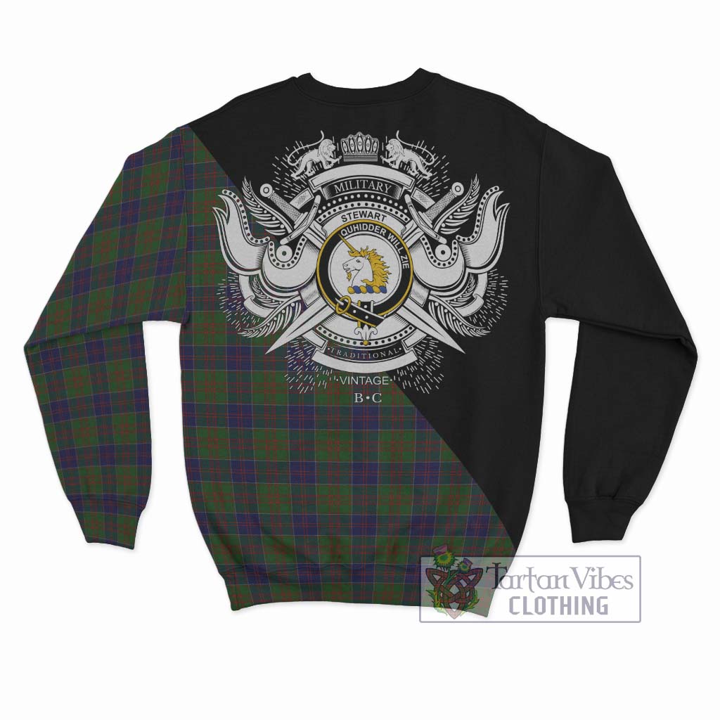 Tartan Vibes Clothing Stewart of Appin Hunting Tartan Sweatshirt with Family Crest and Military Logo Style