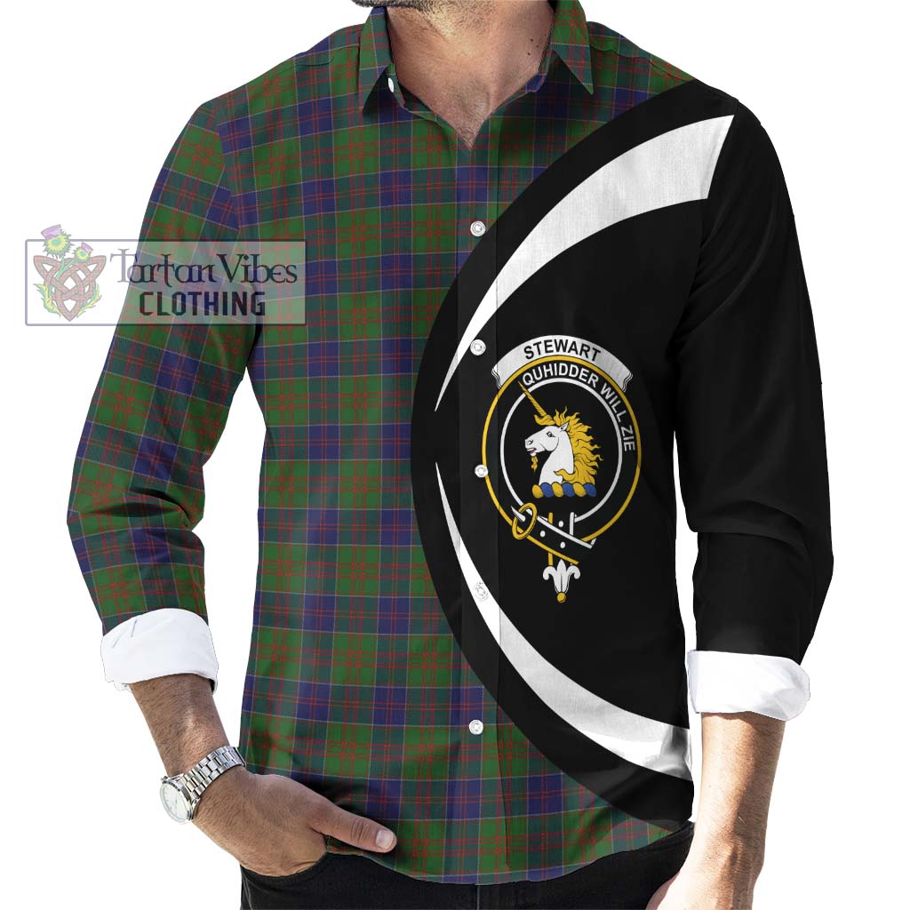 Tartan Vibes Clothing Stewart of Appin Hunting Tartan Long Sleeve Button Up with Family Crest Circle Style