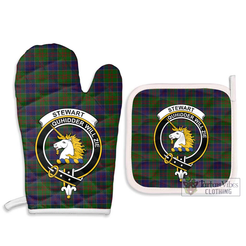 Tartan Vibes Clothing Stewart of Appin Hunting Tartan Combo Oven Mitt & Pot-Holder with Family Crest