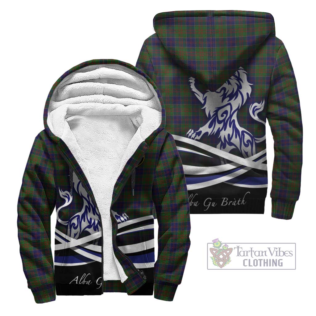 Tartan Vibes Clothing Stewart of Appin Hunting Tartan Sherpa Hoodie with Alba Gu Brath Regal Lion Emblem