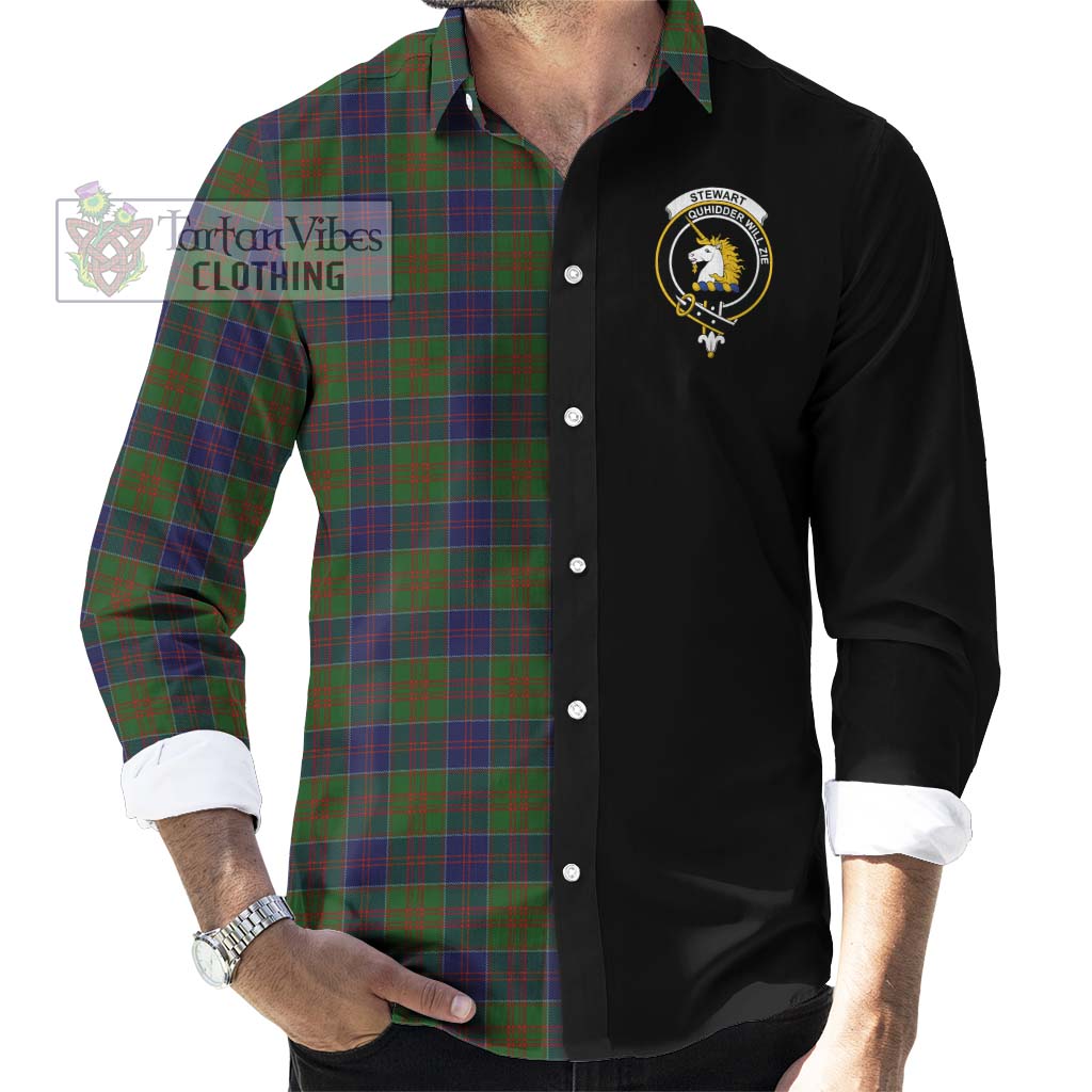 Tartan Vibes Clothing Stewart of Appin Hunting Tartan Long Sleeve Button Shirt with Family Crest and Half Of Me Style