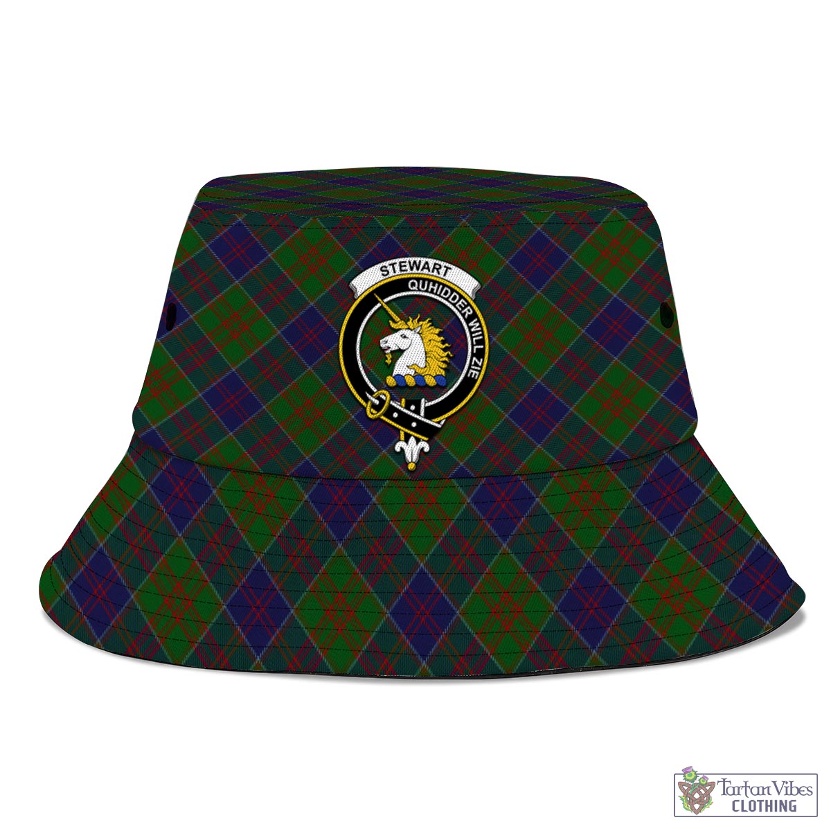 Tartan Vibes Clothing Stewart of Appin Hunting Tartan Bucket Hat with Family Crest