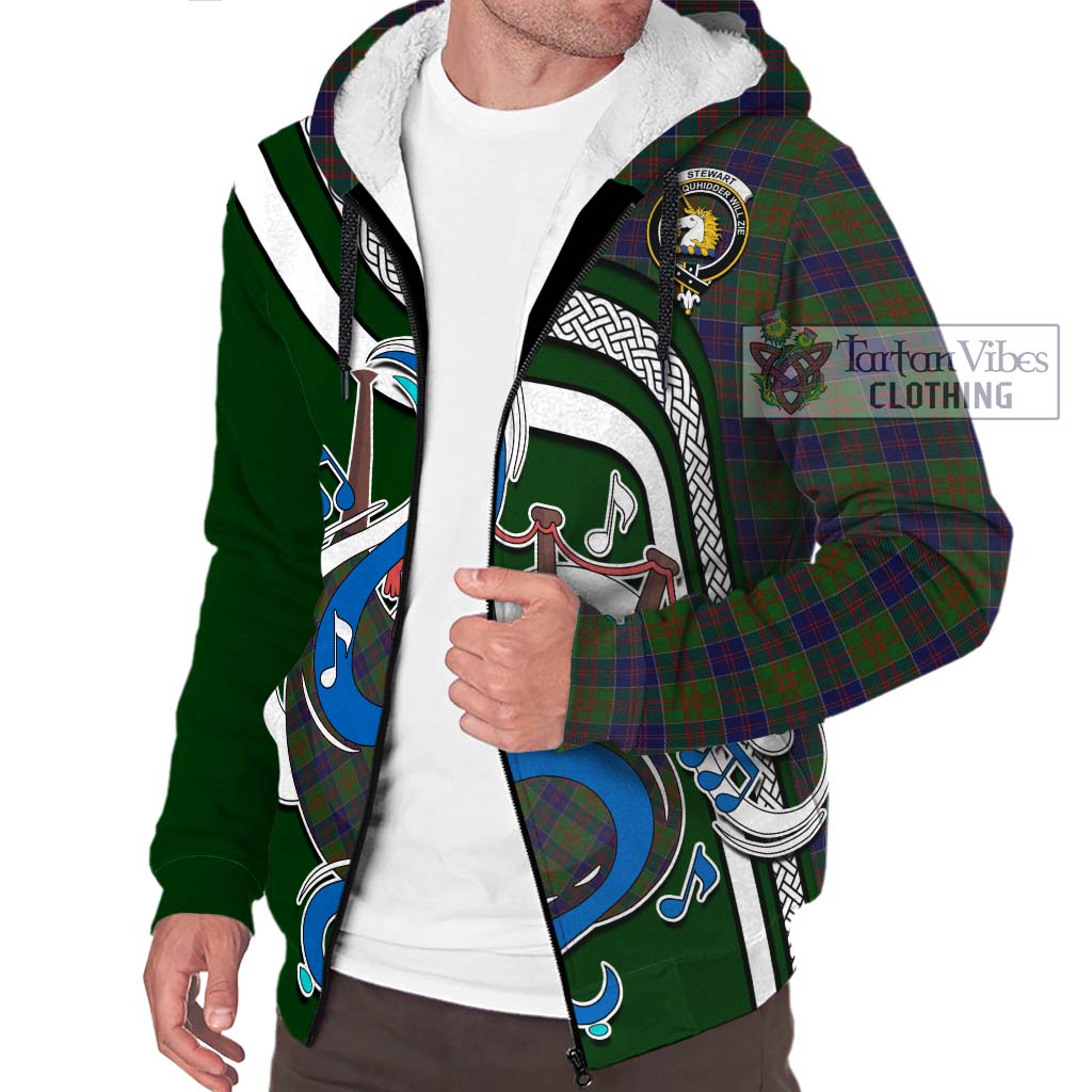 Tartan Vibes Clothing Stewart of Appin Hunting Tartan Sherpa Hoodie with Epic Bagpipe Style