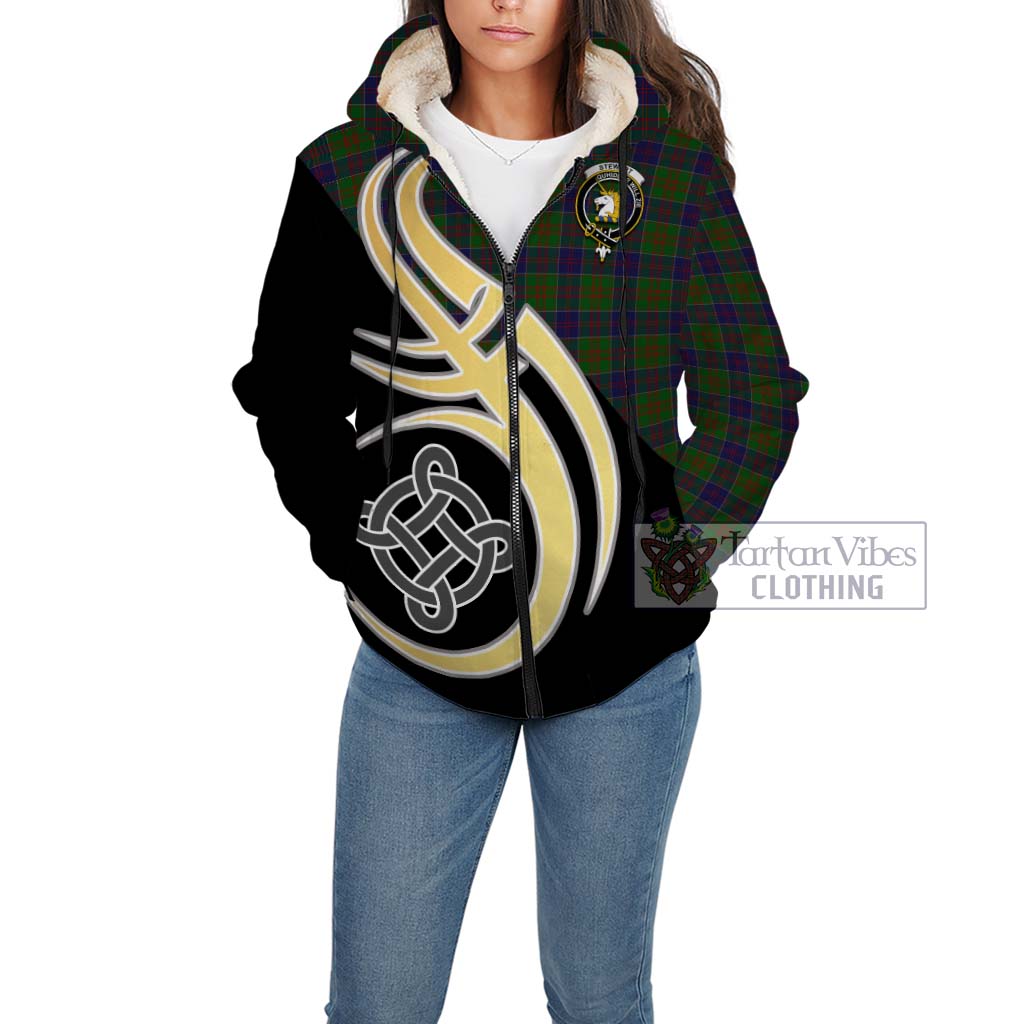 Stewart of Appin Hunting Tartan Sherpa Hoodie with Family Crest and Celtic Symbol Style Unisex - Tartan Vibes Clothing