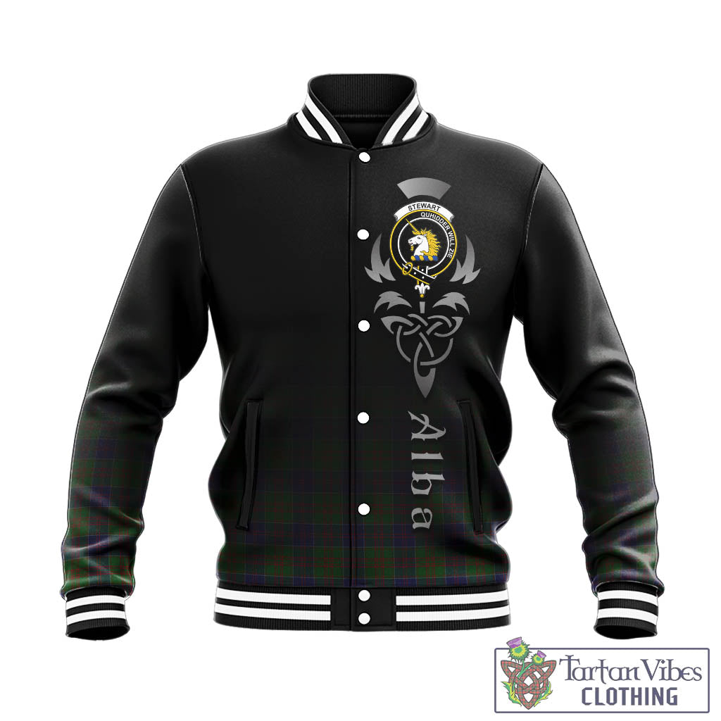 Tartan Vibes Clothing Stewart of Appin Hunting Tartan Baseball Jacket Featuring Alba Gu Brath Family Crest Celtic Inspired