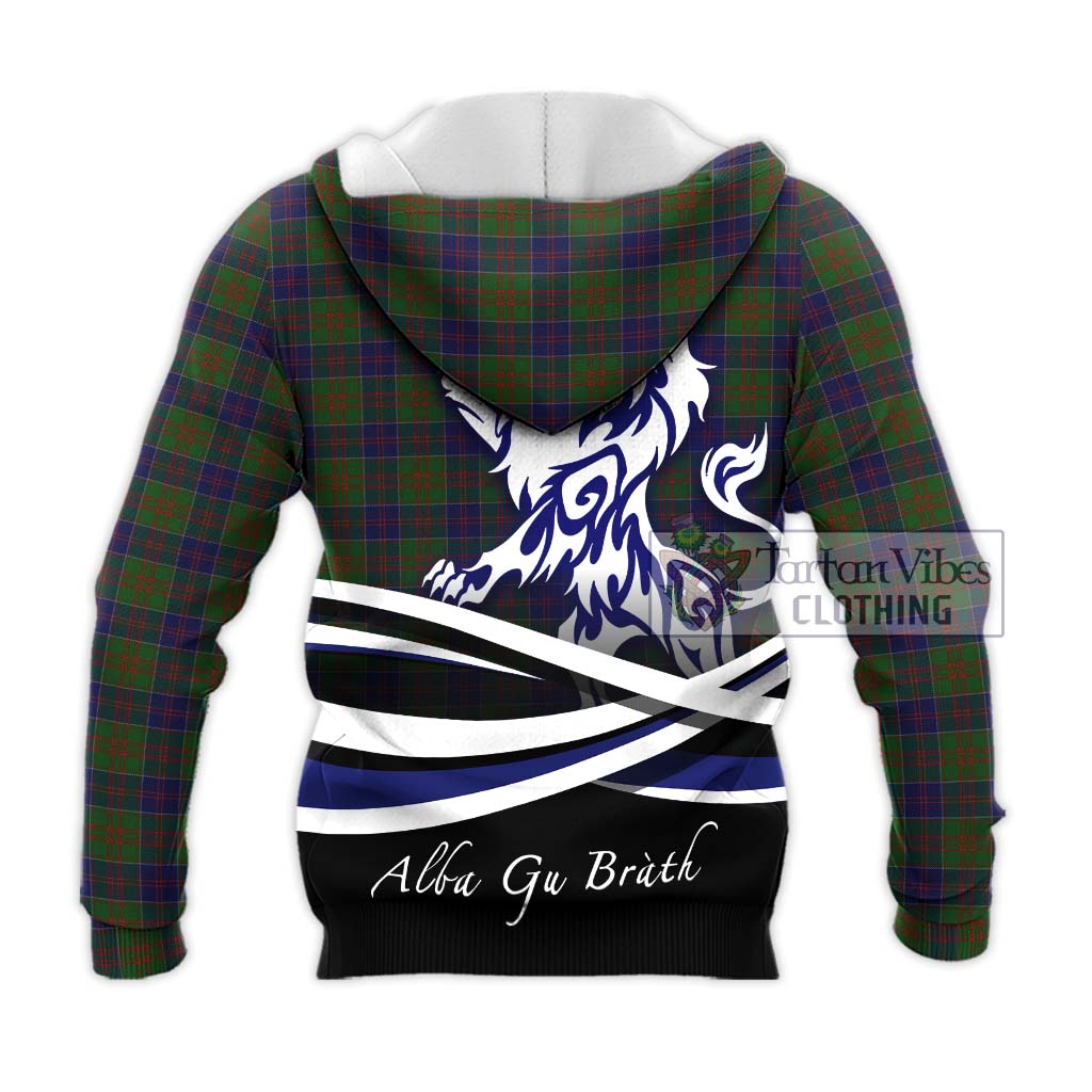 Tartan Vibes Clothing Stewart of Appin Hunting Tartan Knitted Hoodie with Alba Gu Brath Regal Lion Emblem