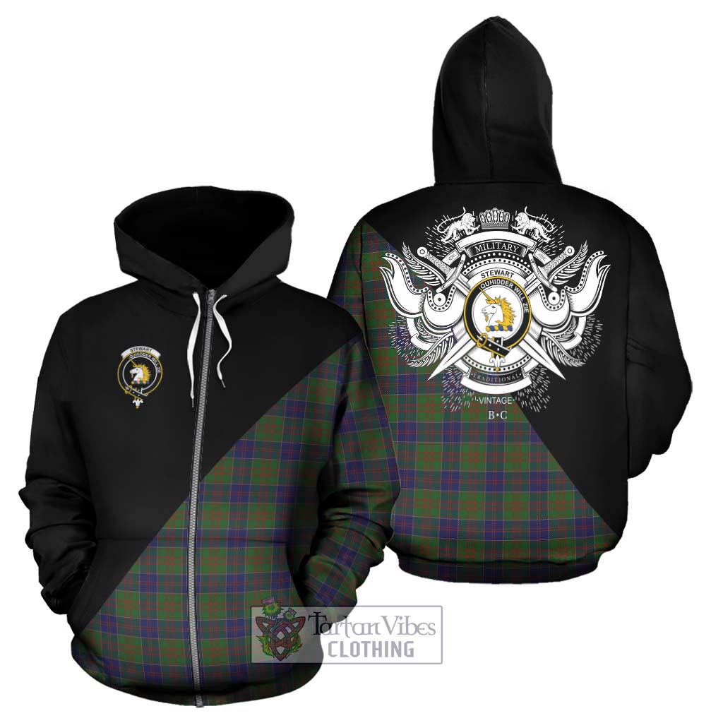 Tartan Vibes Clothing Stewart of Appin Hunting Tartan Hoodie with Family Crest and Military Logo Style